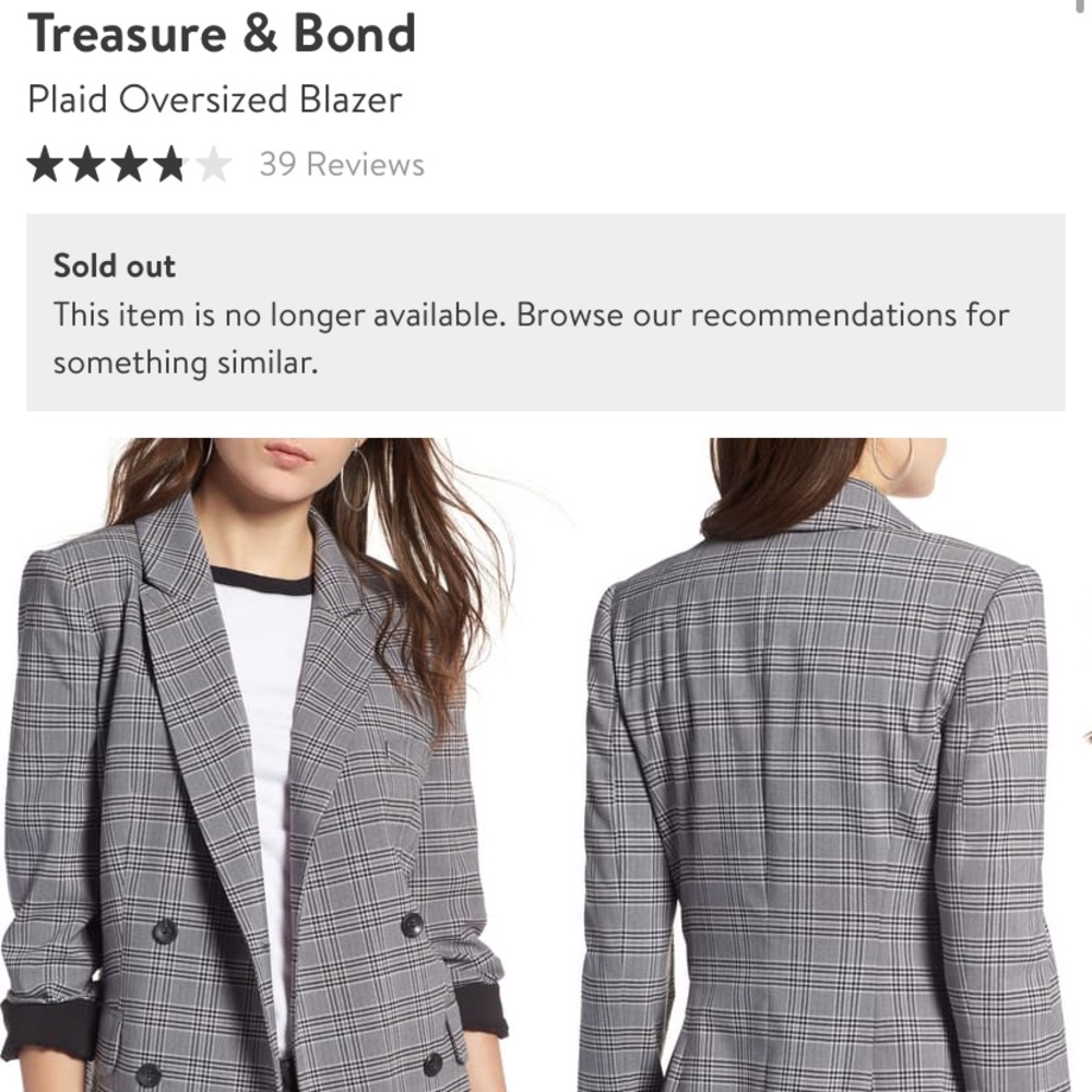 Treasure & Bond Plaid Oversized Blazer